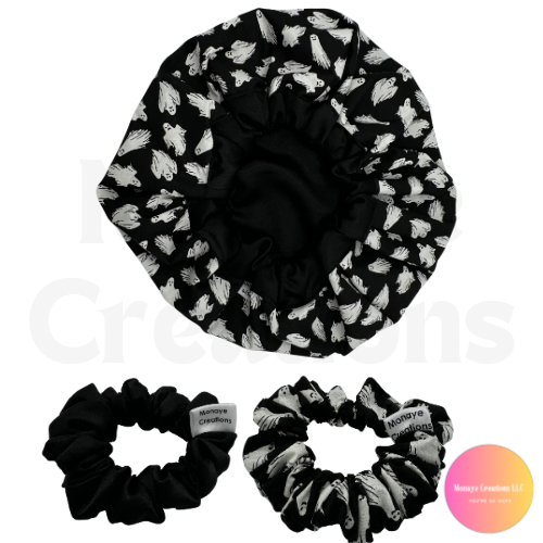 Boo Black Bonnet Set